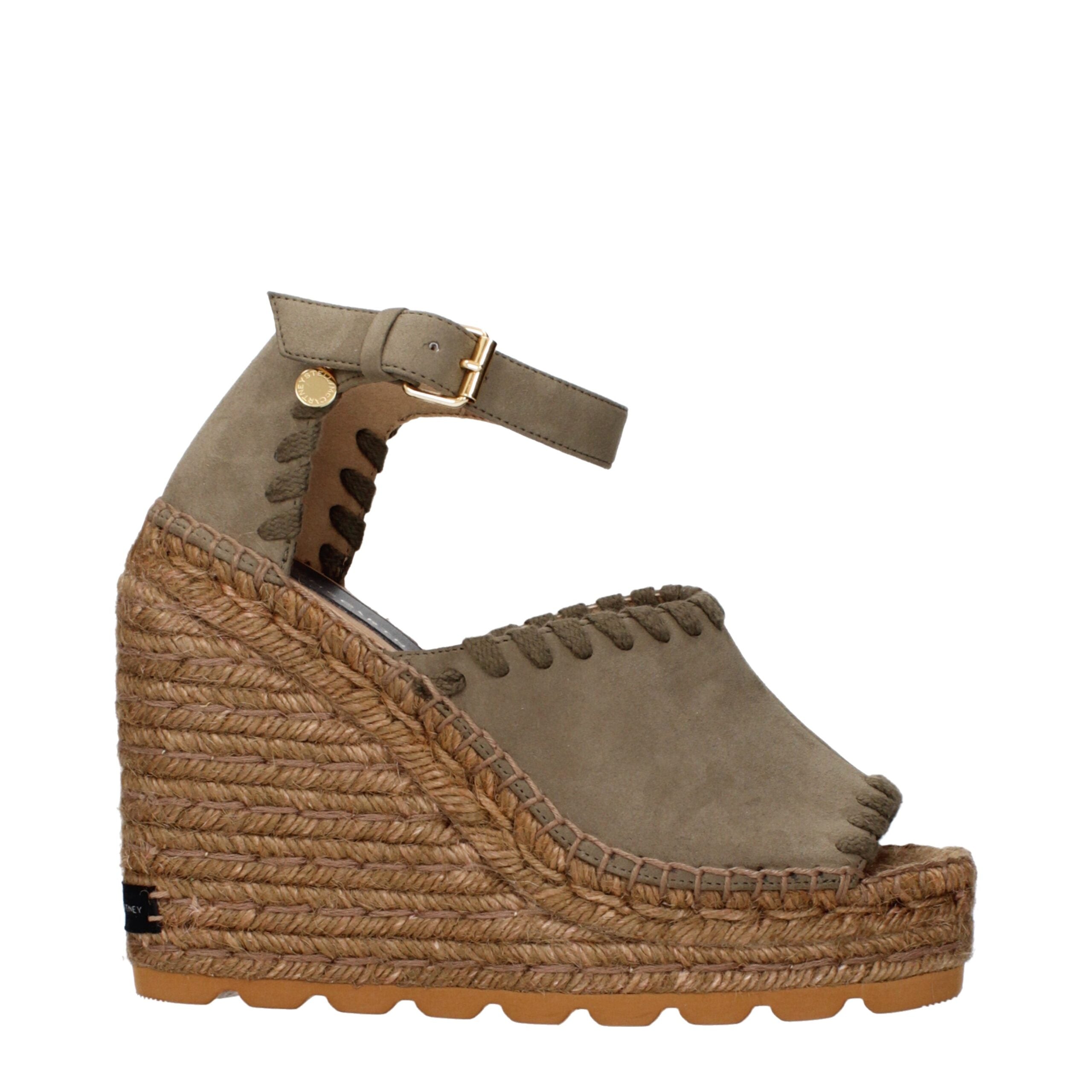 Green Eco Suede Wedge Sandals