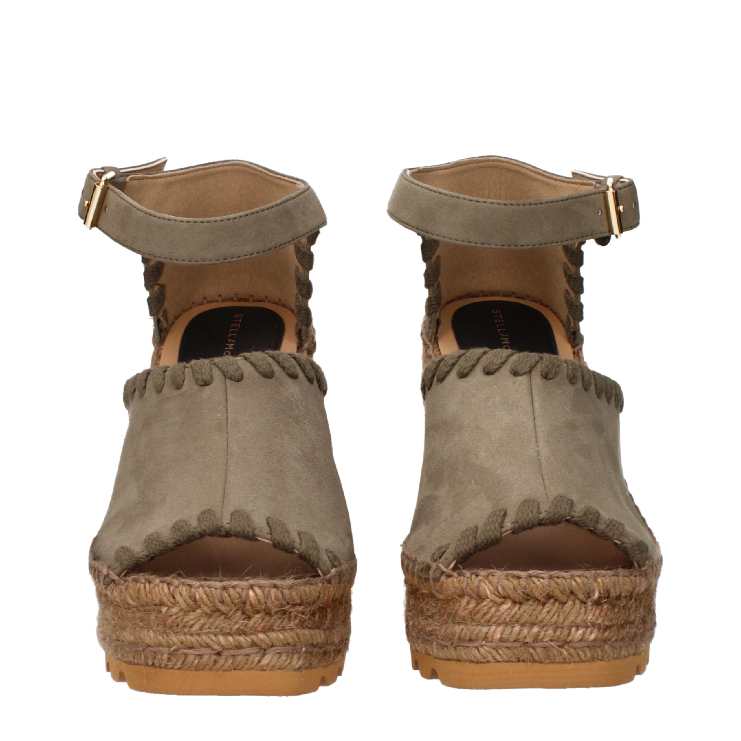 Green Eco Suede Wedge Sandals
