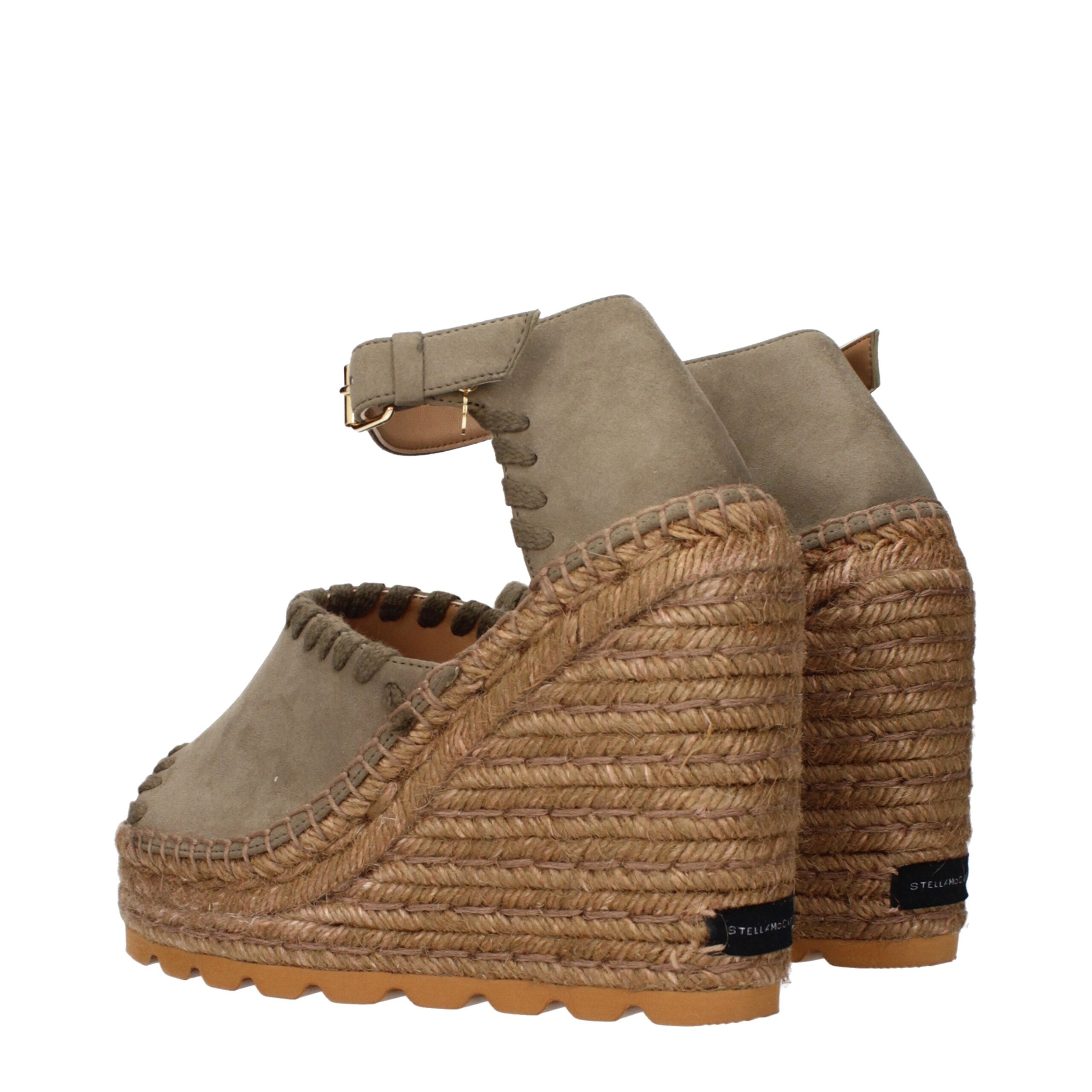 Green Eco Suede Wedge Sandals