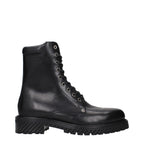 Black Leather Ankle Boots With Vintage Effect