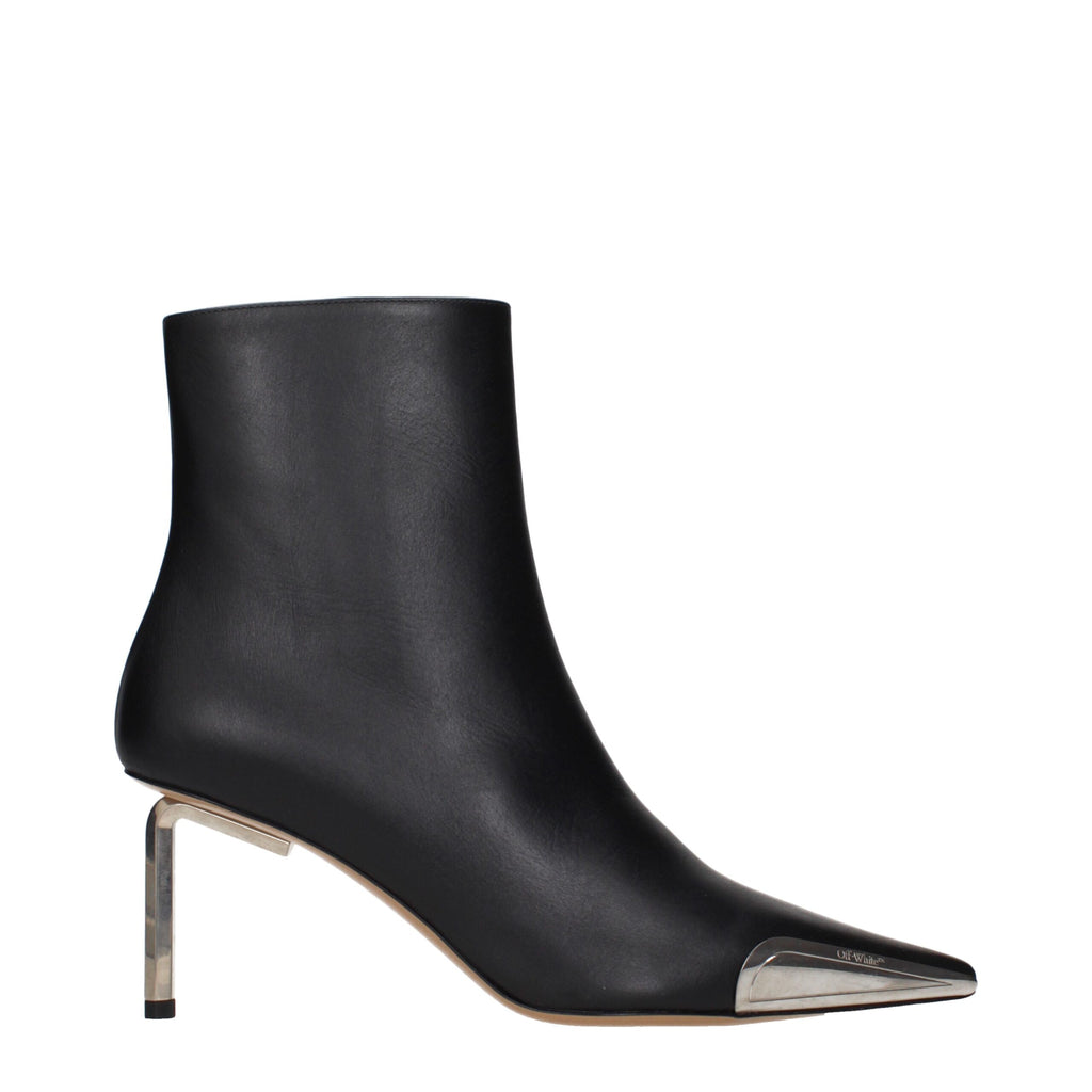 Black Leather Ankle Boots With Vintage Effect