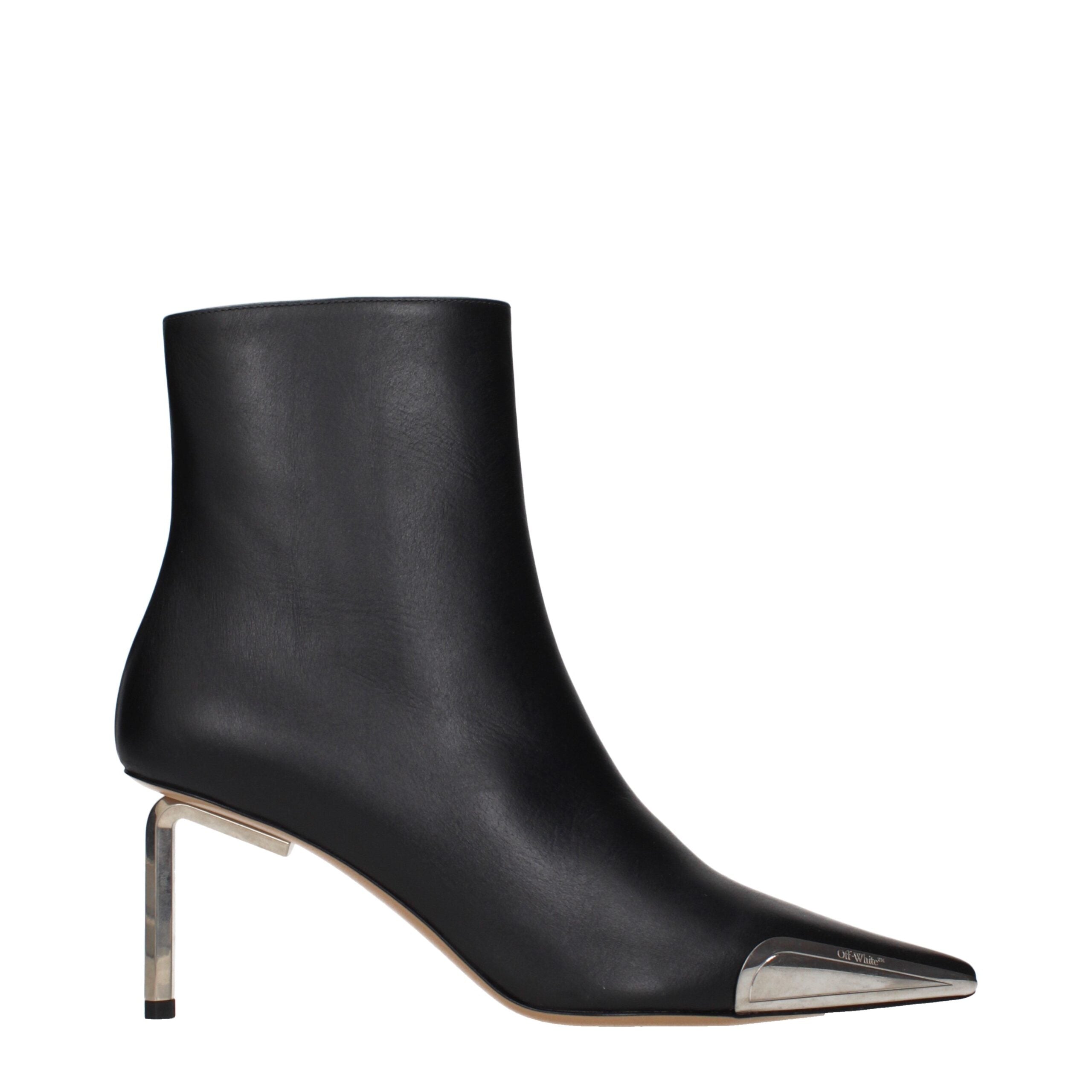Black Leather Ankle Boots With Vintage Effect