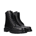 Black Leather Ankle Boots With Vintage Effect