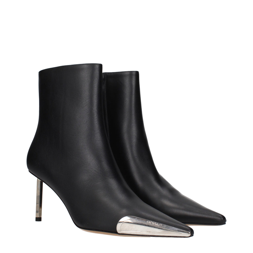 Black Leather Ankle Boots With Vintage Effect