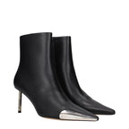 Black Leather Ankle Boots With Vintage Effect