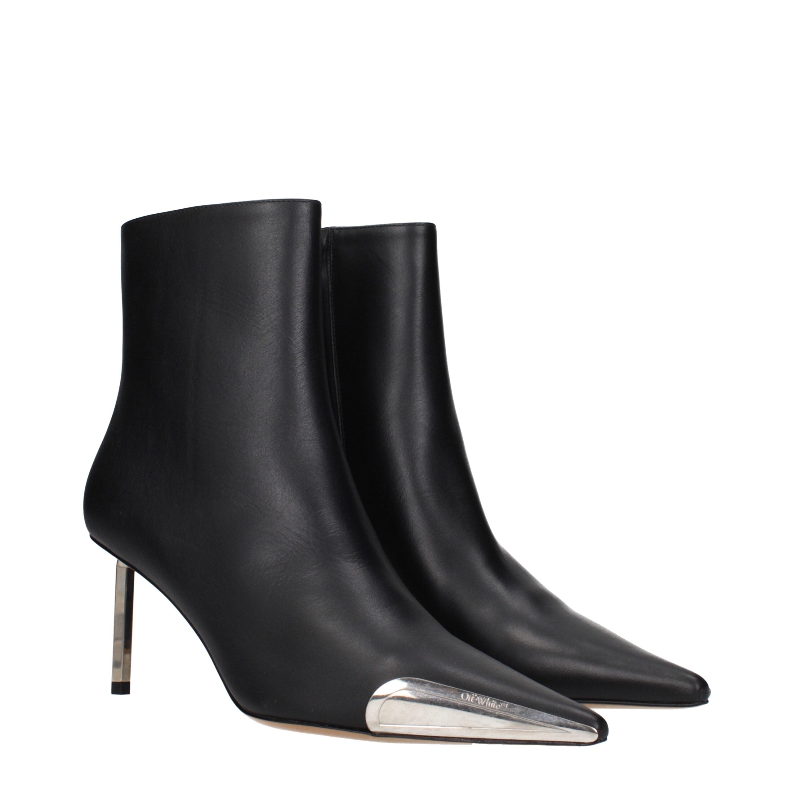 Black Leather Ankle Boots With Vintage Effect