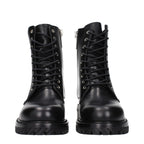 Black Leather Ankle Boots With Vintage Effect