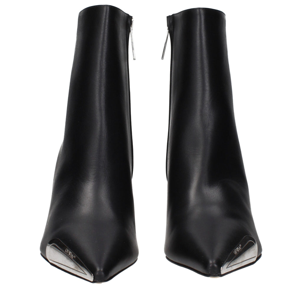 Black Leather Ankle Boots With Vintage Effect