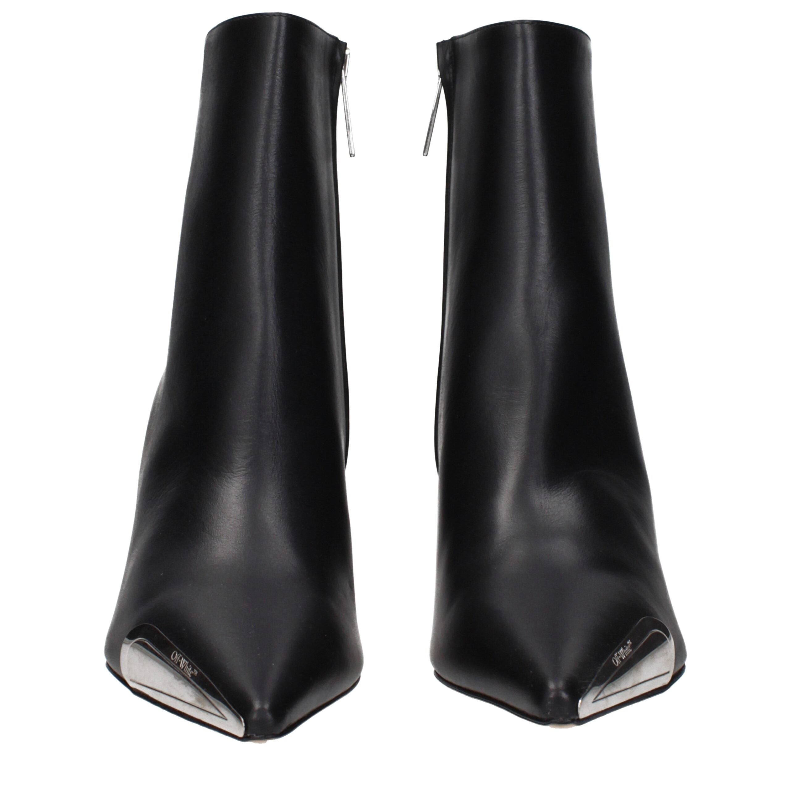 Black Leather Ankle Boots With Vintage Effect