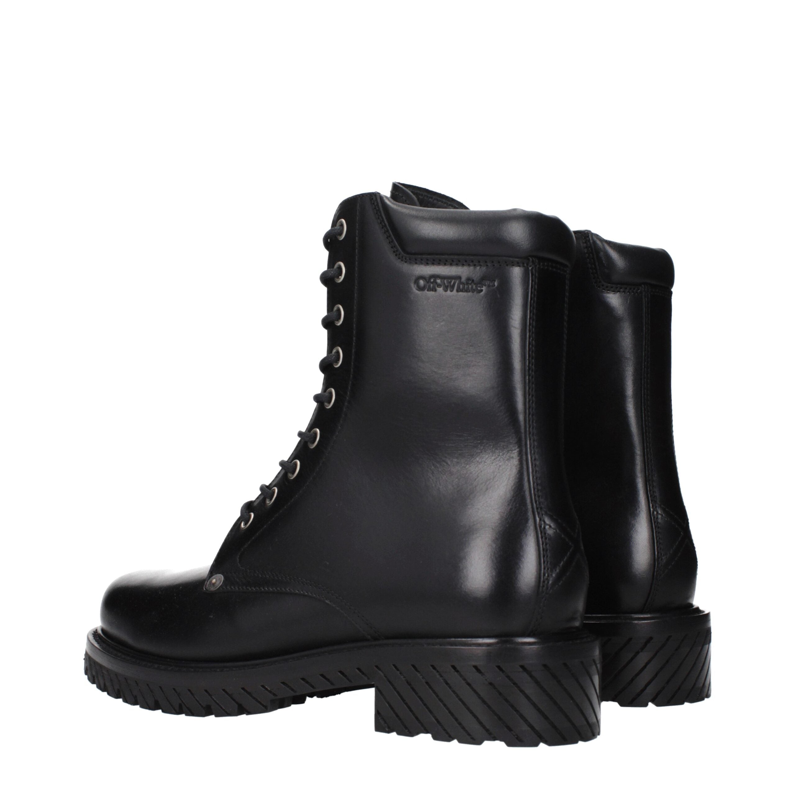 Black Leather Ankle Boots With Vintage Effect
