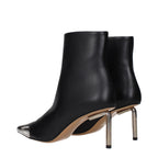 Black Leather Ankle Boots With Vintage Effect