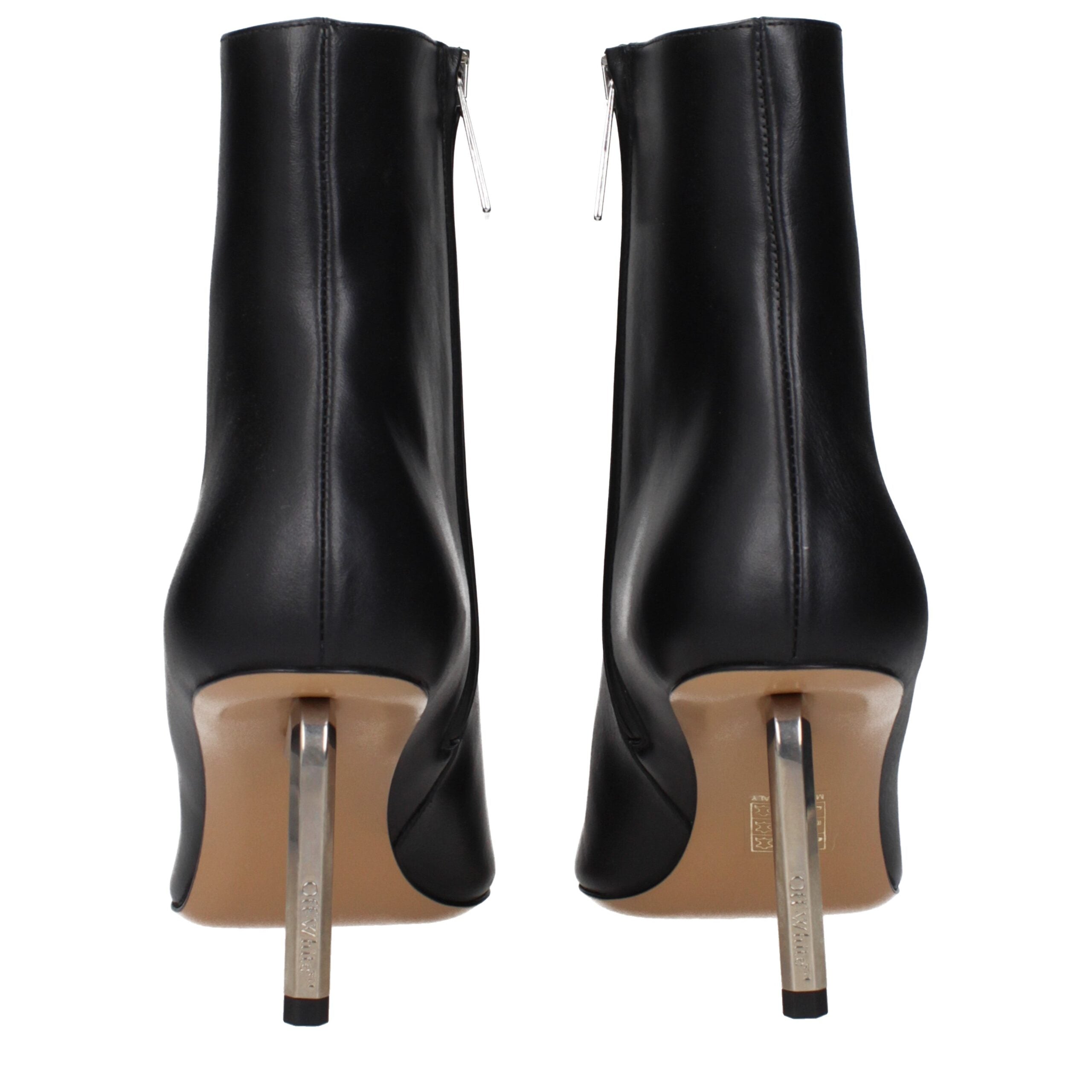 Black Leather Ankle Boots With Vintage Effect
