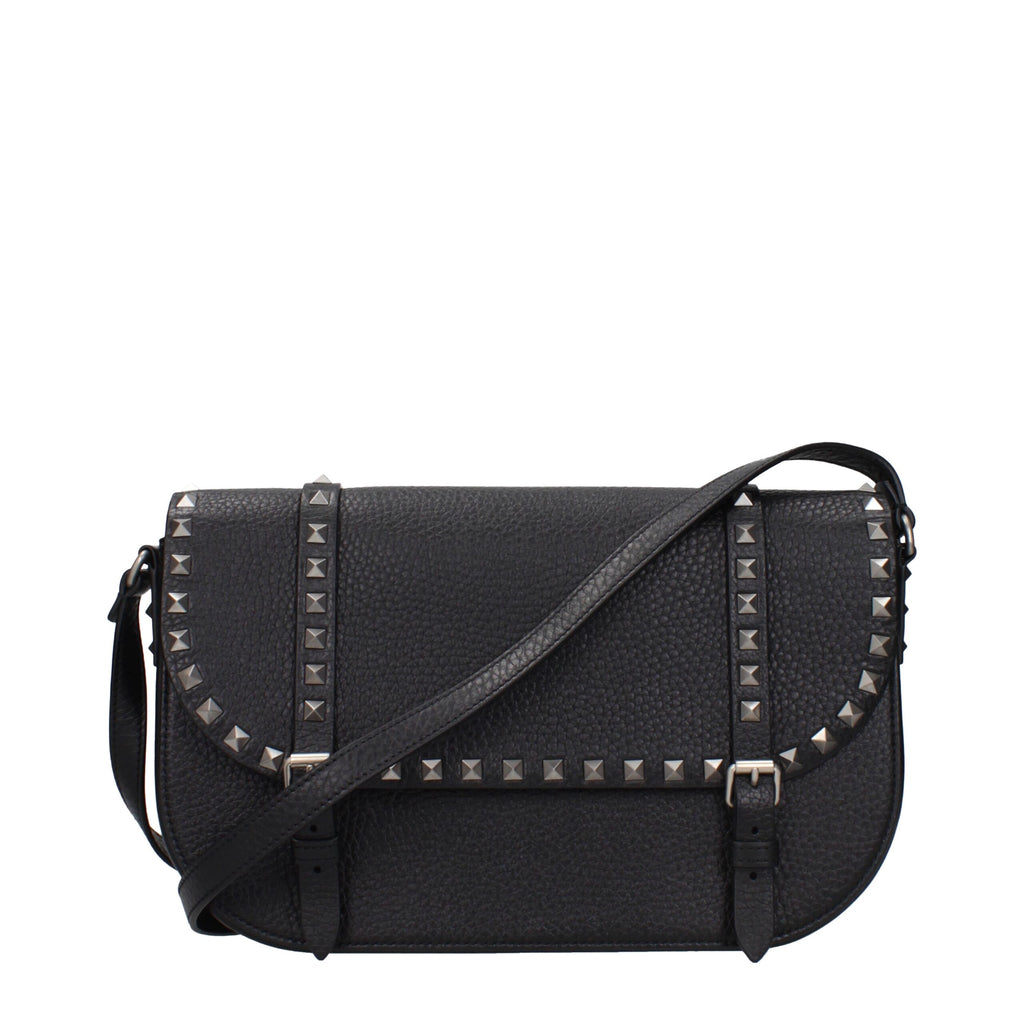 Black Grained Leather Crossbody Bag