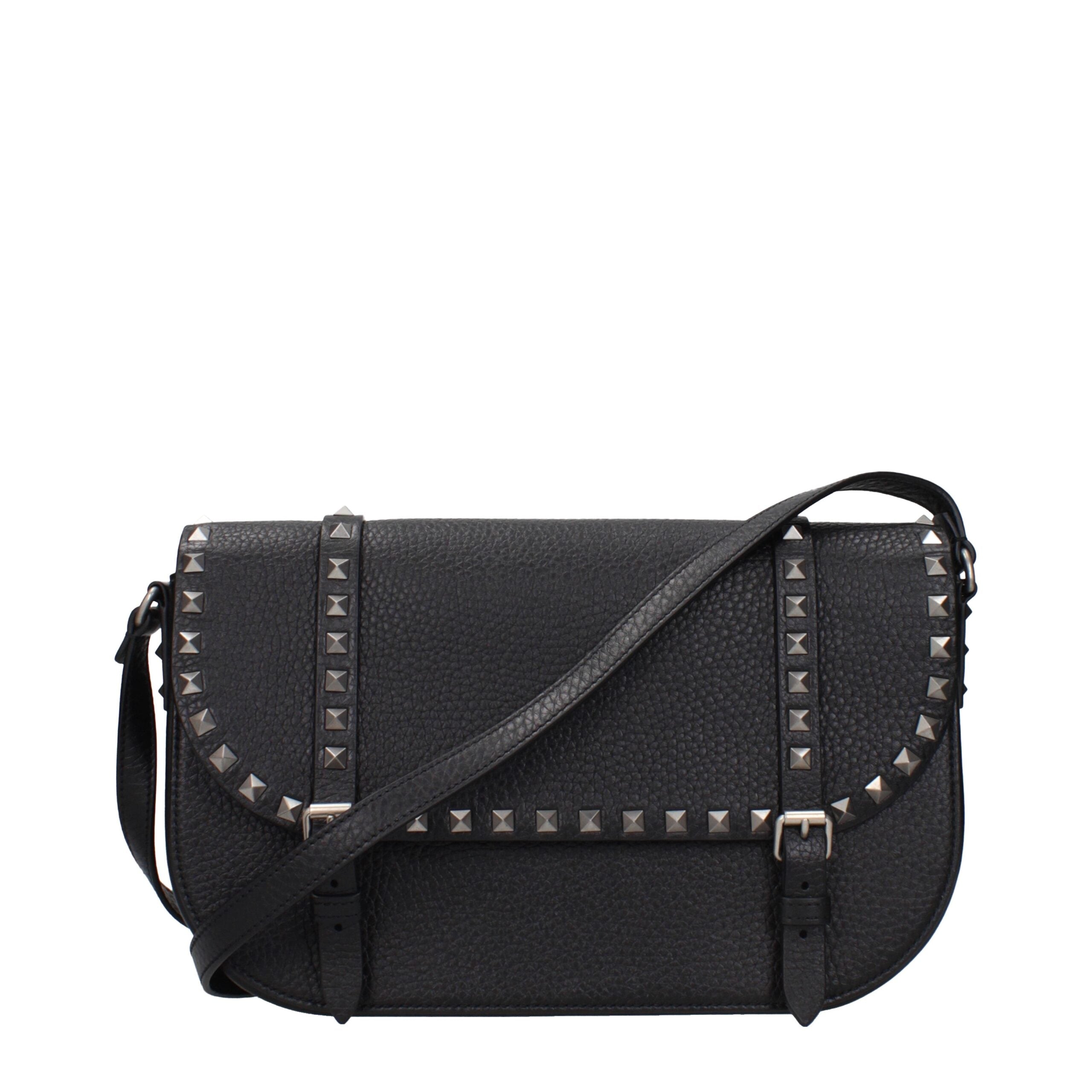 Black Grained Leather Crossbody Bag
