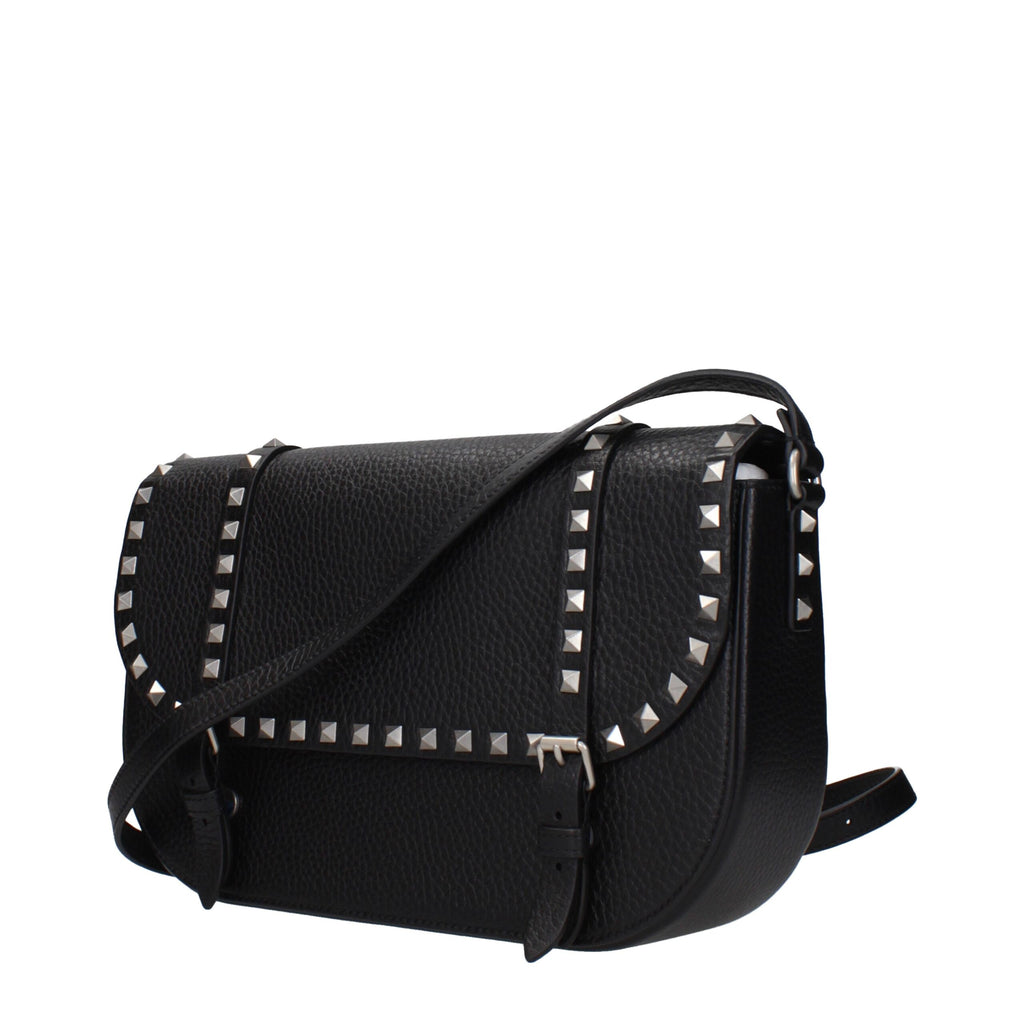 Black Grained Leather Crossbody Bag