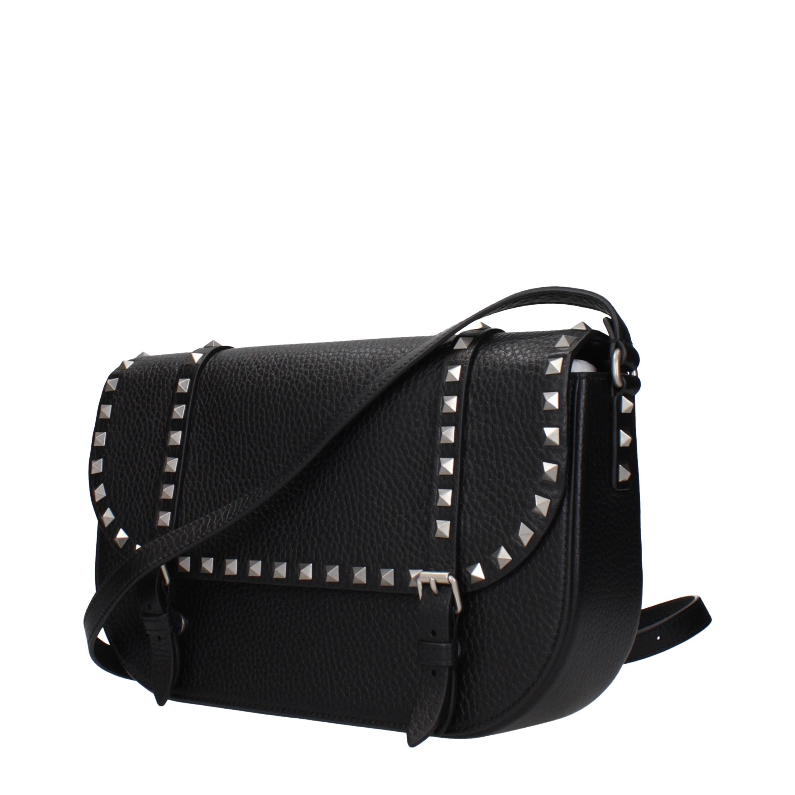Black Grained Leather Crossbody Bag