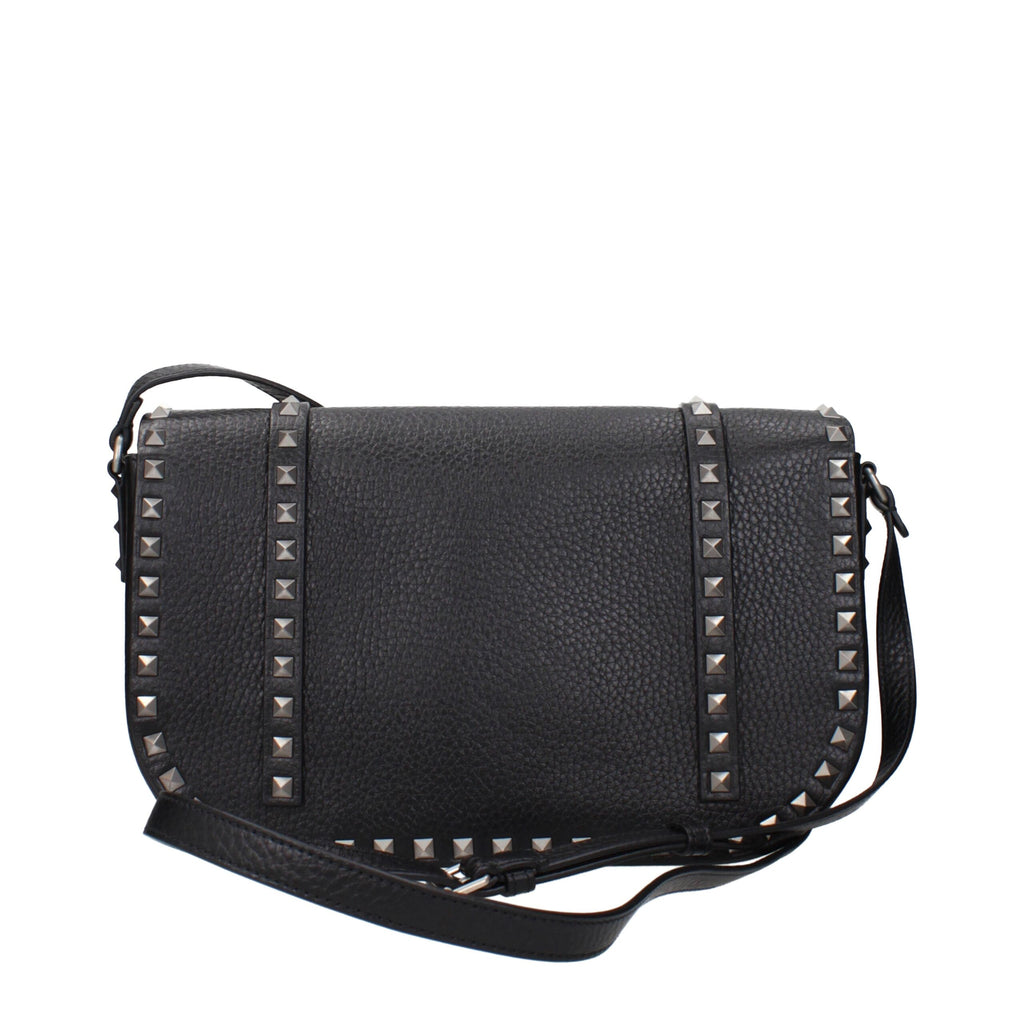 Black Grained Leather Crossbody Bag