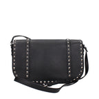 Black Grained Leather Crossbody Bag