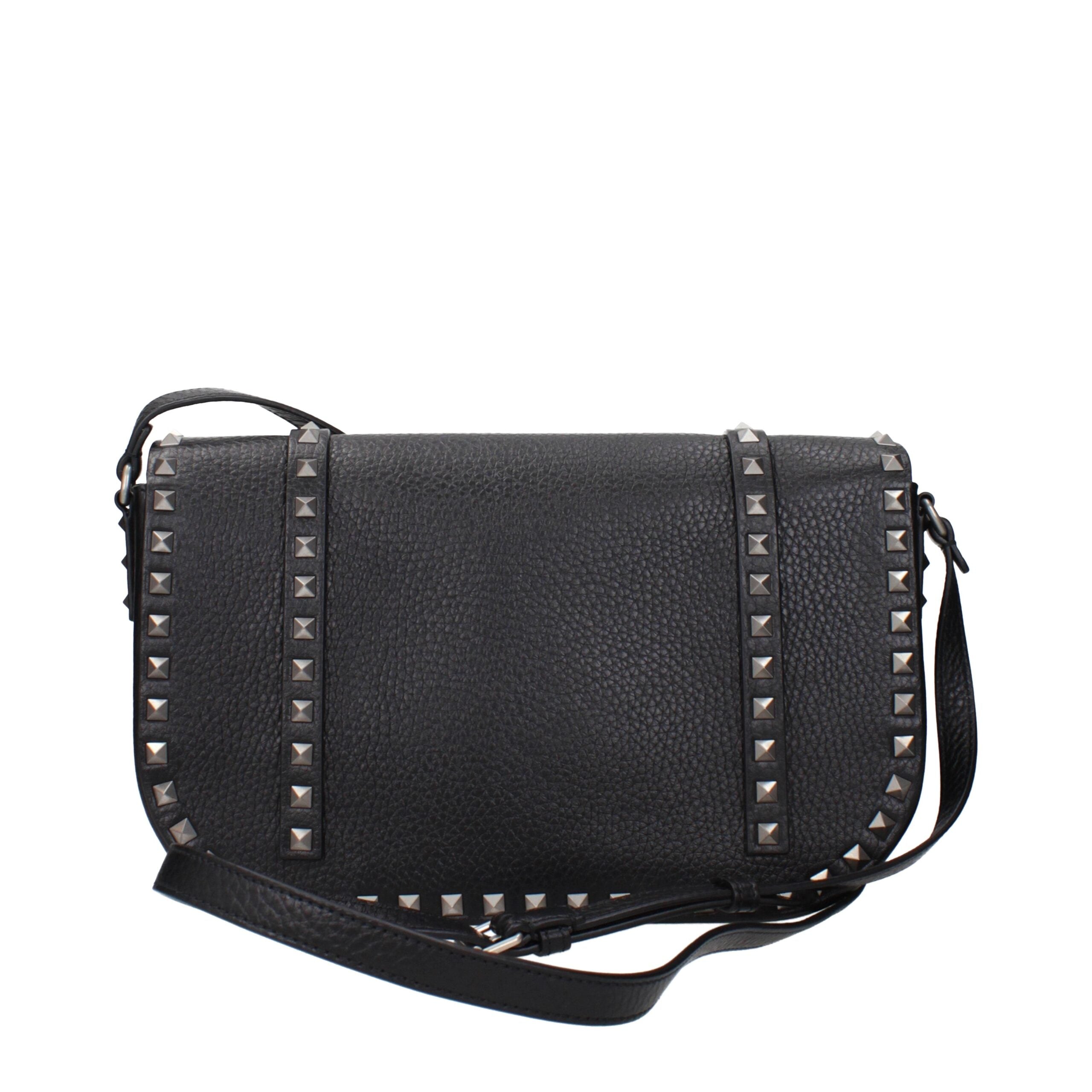 Black Grained Leather Crossbody Bag