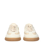 Beige Fabric Low-Top Sneakers