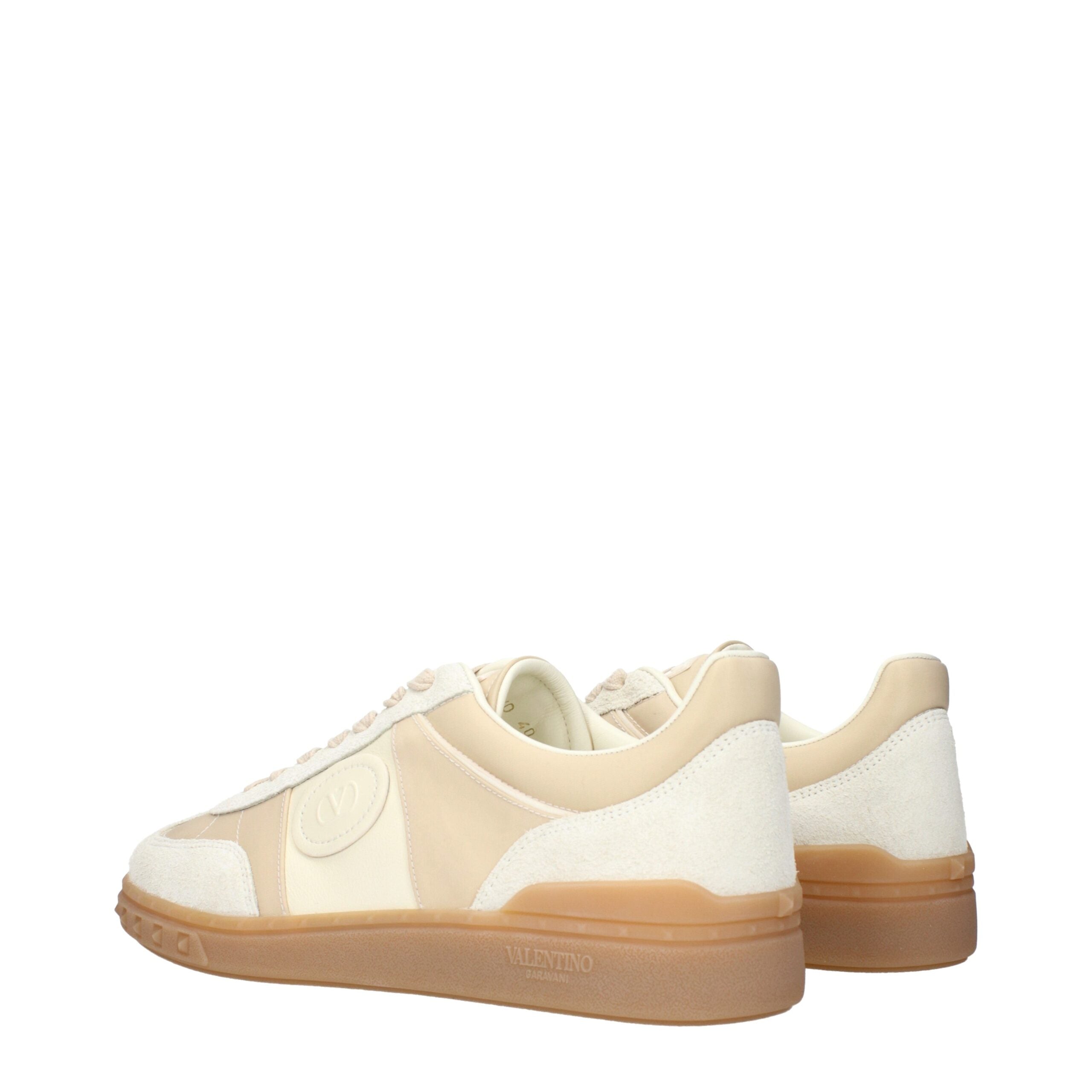 Beige Fabric Low-Top Sneakers