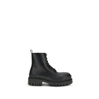 Black Calfskin Strike Lace-Up Boots