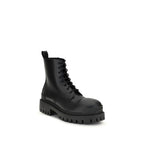 Black Calfskin Strike Lace-Up Boots