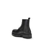 Black Calfskin Strike Lace-Up Boots