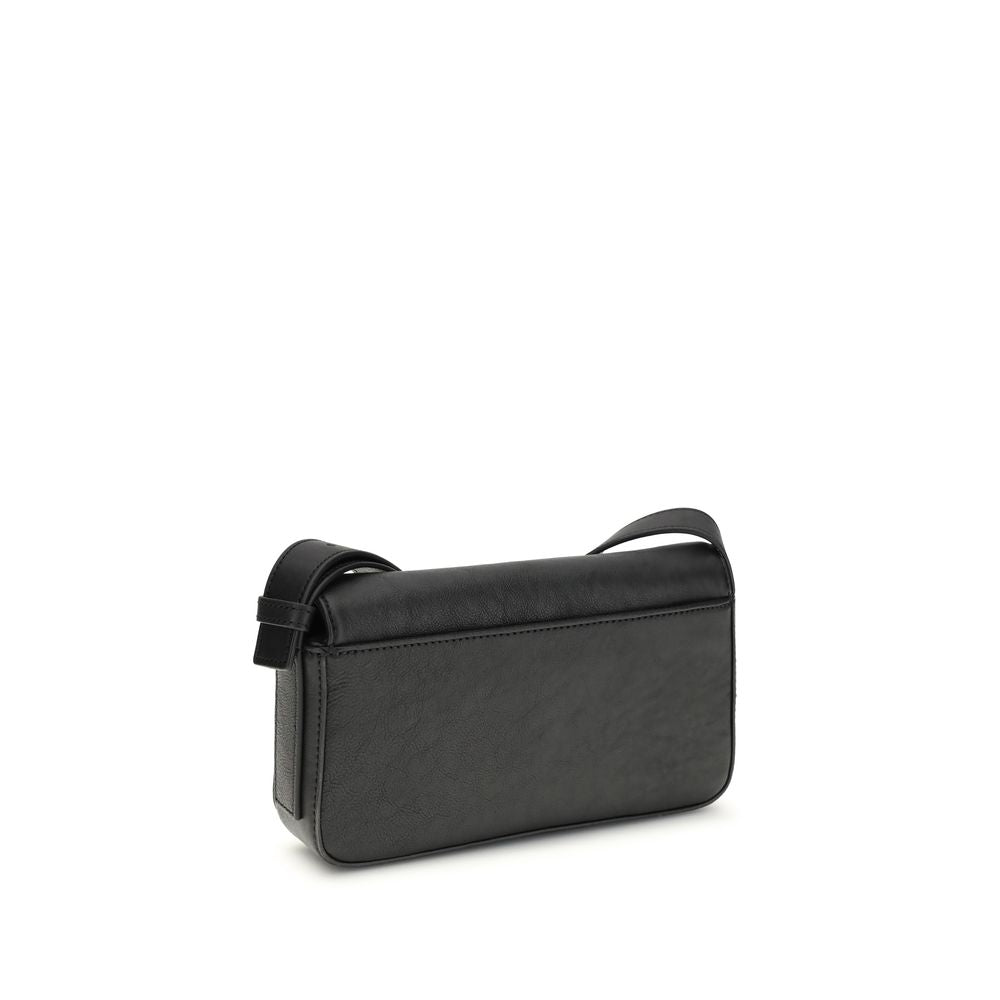 Black Calf Leather Shoulder Bag
