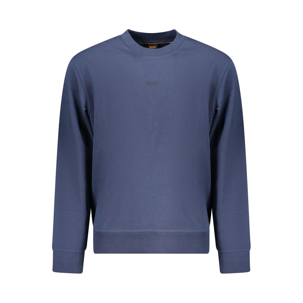 Blue Cotton Long-Sleeved Sweatshirt