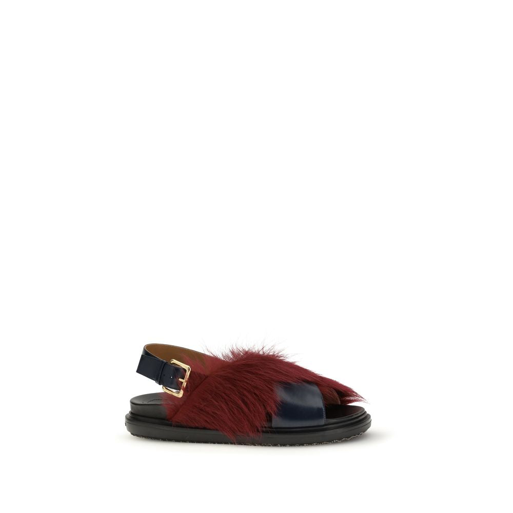 Multicolor Shearling-Lined Fussbett Sandals