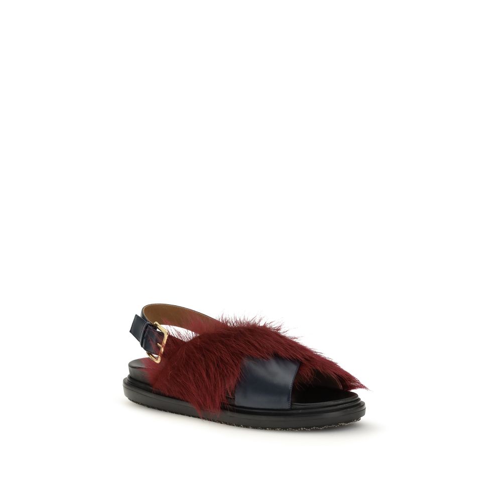 Multicolor Shearling-Lined Fussbett Sandals