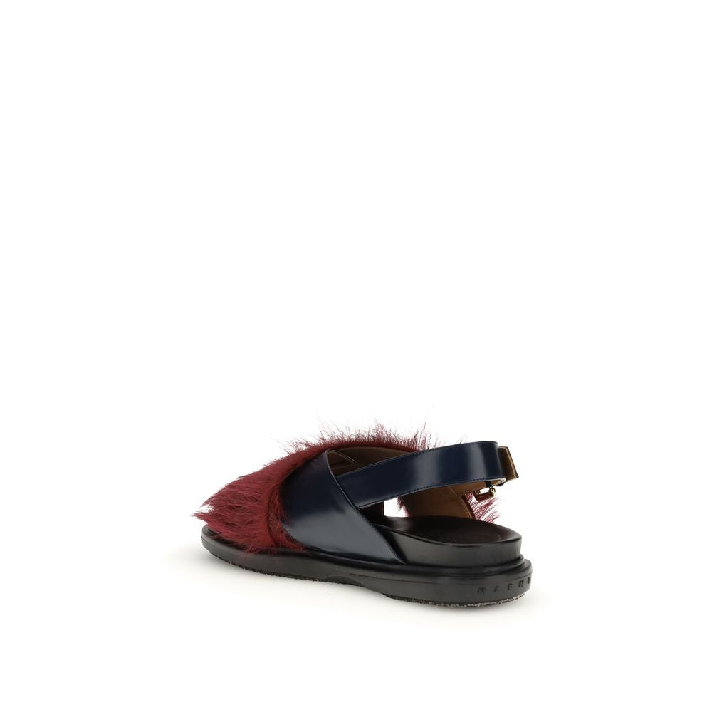 Multicolor Shearling-Lined Fussbett Sandals