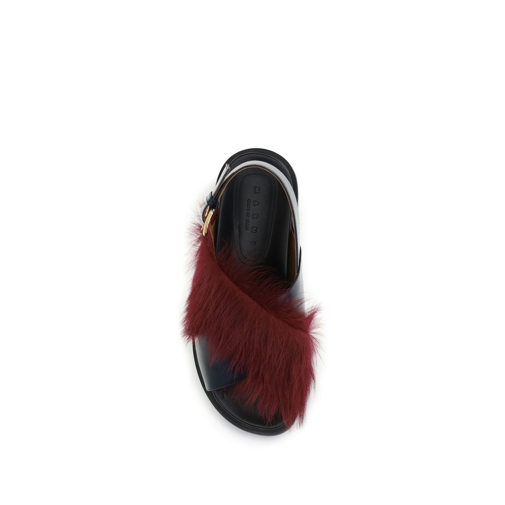 Multicolor Shearling-Lined Fussbett Sandals