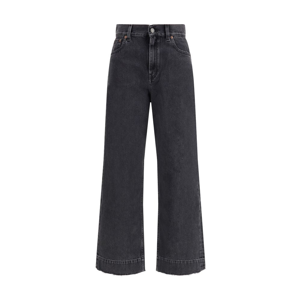 High-Waisted Cropped Denim Jeans