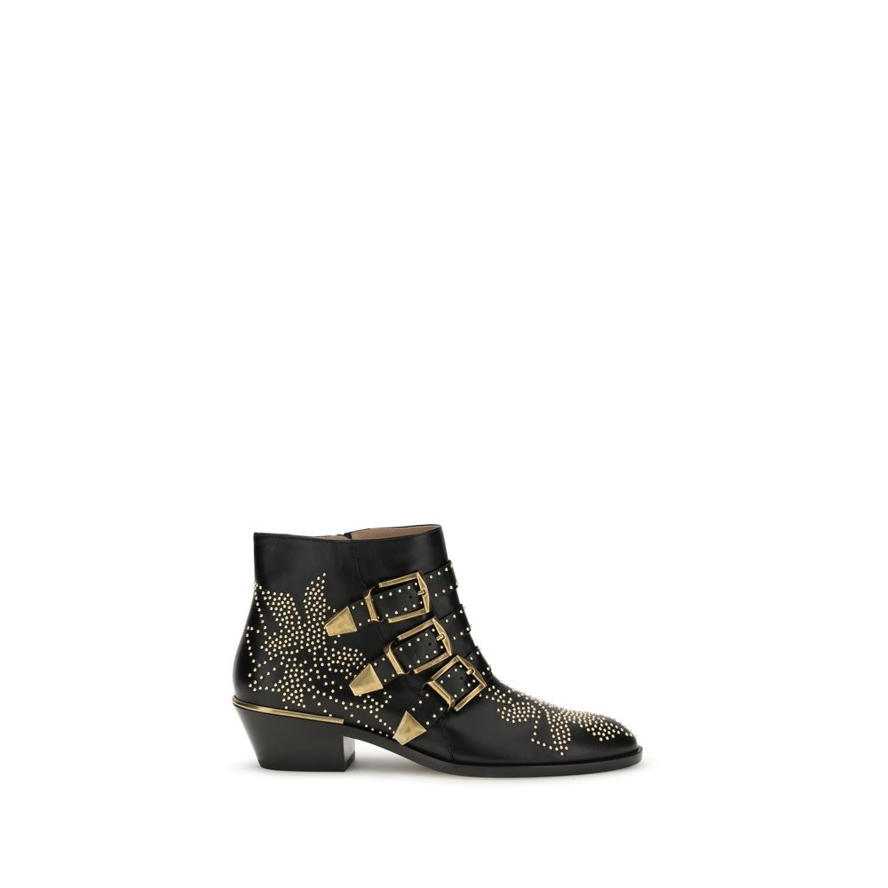 Black Calfskin Susan Ankle Boots