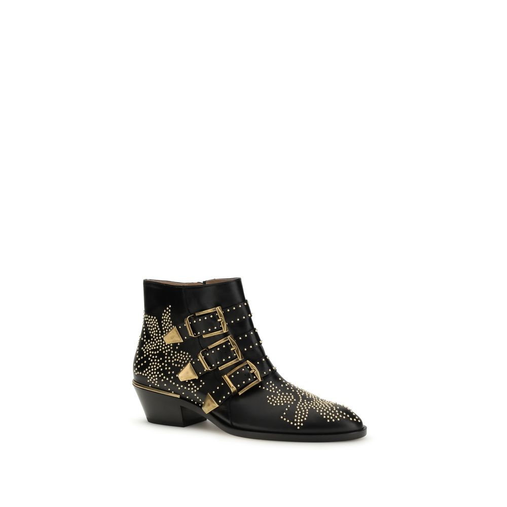 Black Calfskin Susan Ankle Boots