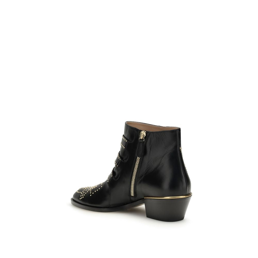 Black Calfskin Susan Ankle Boots