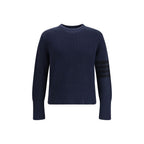 Blue Cotton 4-Bar Sweater