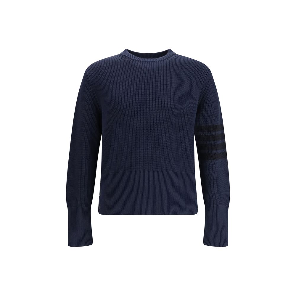 Blue Cotton 4-Bar Sweater