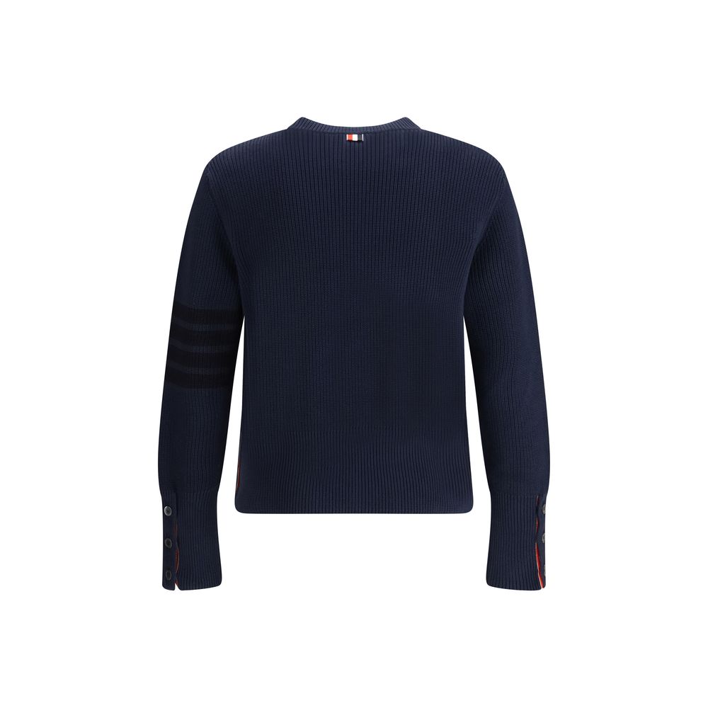 Blue Cotton 4-Bar Sweater