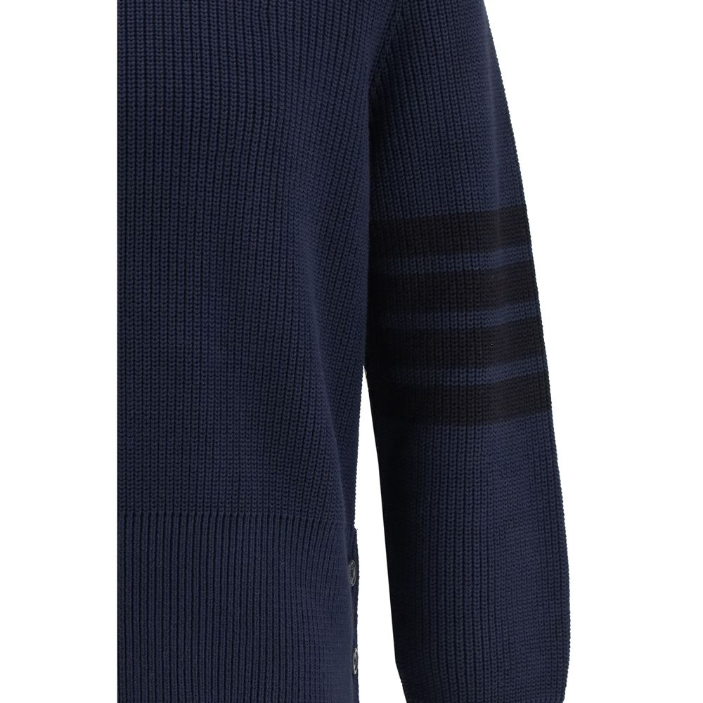 Blue Cotton 4-Bar Sweater