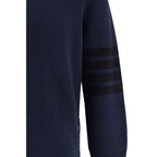 Blue Cotton 4-Bar Sweater