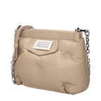 Beige Full‑Grain Leather Crossbody Bag