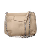 Beige Full‑Grain Leather Crossbody Bag