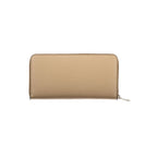 Beige Leather Camelia XL Zip Around Wallet