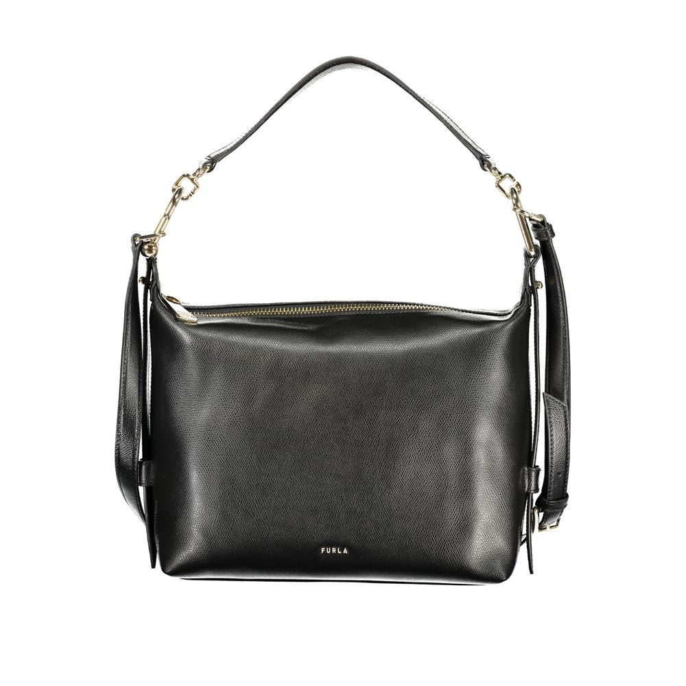 Black Leather B Tonie Shoulder Bag