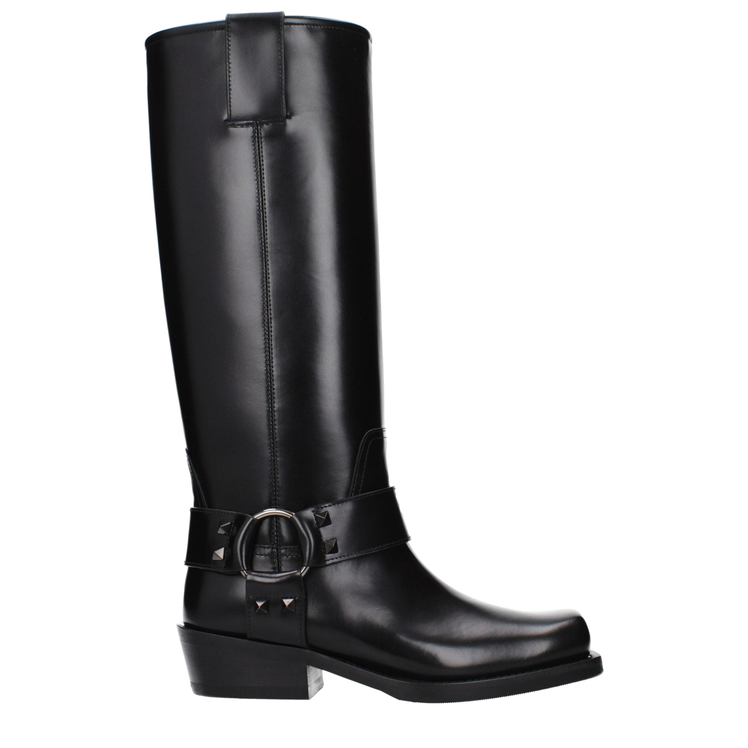 Black Leather Studded Boots