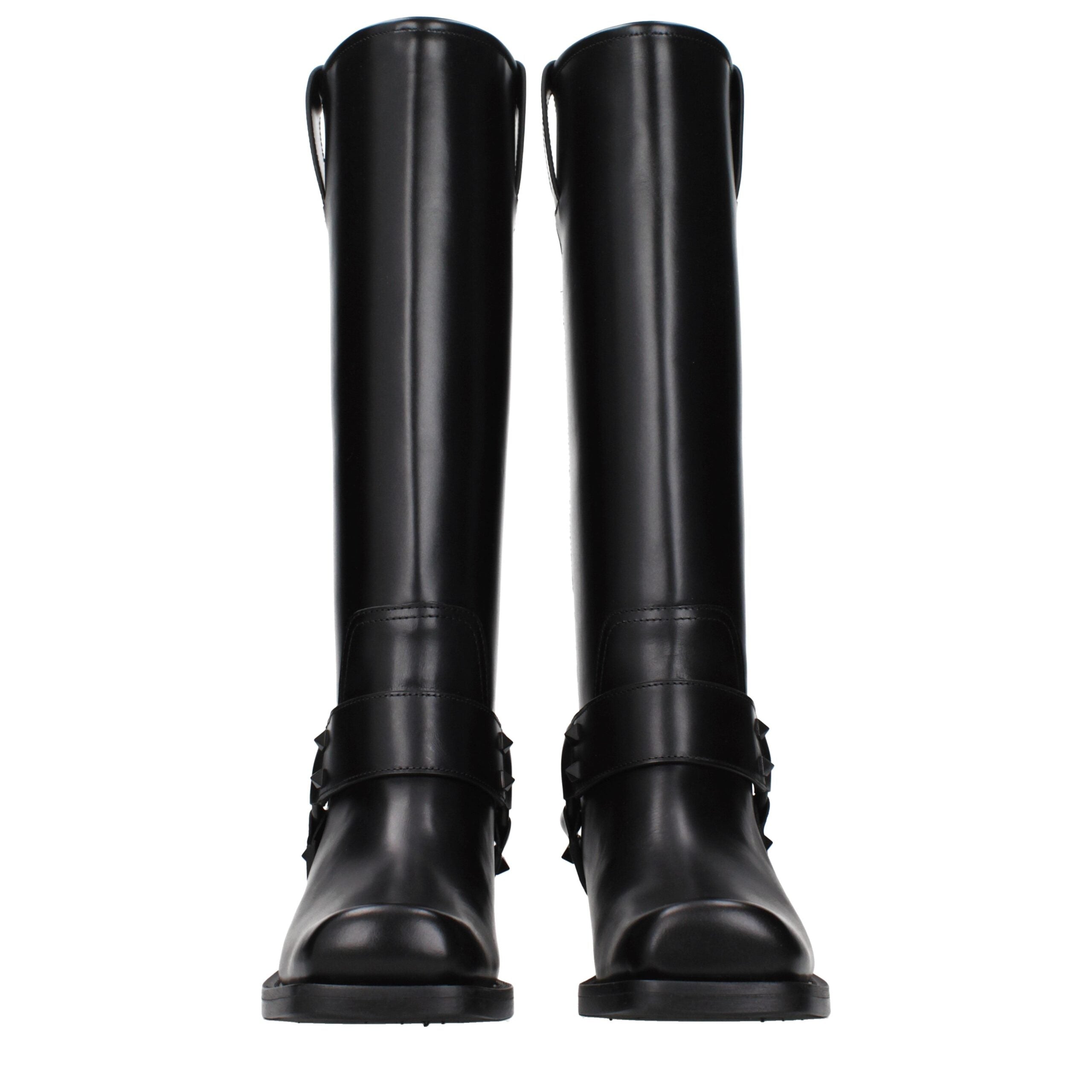 Black Leather Studded Boots