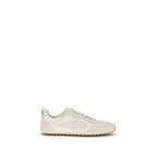 Beige Polyester And Calf Leather Field Sneakers